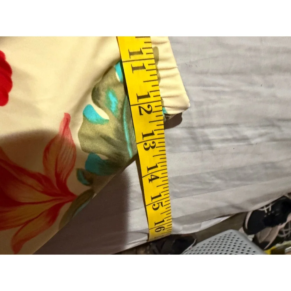 Tropical Floral Swim Skirt with Built-in Brief Cream Red Green small
